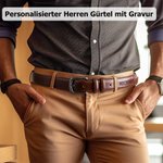 Personalisierter Vater Herren Leder Gürtel mit Namen Gravur Vatertag Geburtstag Geschenk für Papa Opa