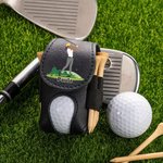 Funda de golf personalizada en cuero PU con personaje de dibujos animados y clip para cinturón regalo de cumpleaños para golfistas