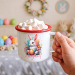 Personalisierte niedlichen Cartoon Bunny Osterei 12 oz Emaille Becher mit Namen täglichen Gebrauch Ostern Party Geschenk für Kinder Jungen Mädchen