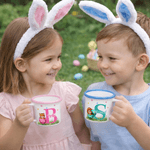 Personalized Multicolor Cute Animal Easter Egg 12 oz Rim Enamel Mug with Name and Initial Easter Party Gift for Boys Girls