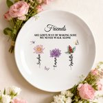 Personalized Crystal Birth Flower Ceramic Decorative Plate with Names and Text Daily Use Birthday Gift for Family Friends