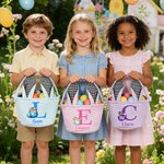 Gepersonaliseerde Multi-Color Leuke Dieren Konijn Oren Paasmand met Naam en Voorletter Dagelijks Gebruik Vakantiefeest Paasgeschenk voor Kinderen