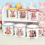 Taza esmaltada personalizada de 12 oz con el nombre de la conejita Belle Regalo de Pascua para niños