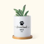 Maceta de cerámica personalizada con base de madera Regalo de condolencia por pérdida de mascota para amante de mascotas