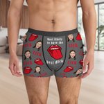 Personalized Face Photo Best Dick Red Lip Lick Men's Underwear Boxer Brief with Name Valentine's Day Anniversary Gift for Boyfriends