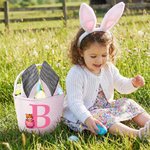 Gepersonaliseerde Multi-Color Leuke Dieren Konijn Oren Paasmand met Naam en Voorletter Dagelijks Gebruik Vakantiefeest Paasgeschenk voor Kinderen