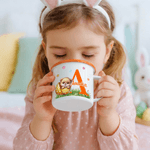 Personalized Multicolor Cute Animal Easter Egg 12 oz Rim Enamel Mug with Name and Initial Easter Party Gift for Boys Girls