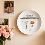 Personalized Crystal Birth Flower Ceramic Decorative Plate with Names and Text Daily Use Birthday Gift for Family Friends