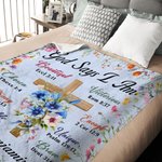 Personalized Birth Flower God Says I Am Bible Soft Throw Blanket with Name Birthday Baptism Gift for Christians Family Friends