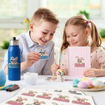 Gepersonaliseerde Schattige Boog Hoed Konijn Pasen Waterdichte Stickers Etiketten met Naam Gift Decoratie Paasdag partij Gunsten voor kinderen