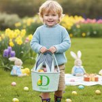 Gepersonaliseerde Multi-Color Leuke Dieren Konijn Oren Paasmand met Naam en Voorletter Dagelijks Gebruik Vakantiefeest Paasgeschenk voor Kinderen