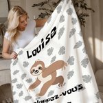 Couverture Douce Personnalisée avec Nom et Texte Style de la Paresseux Cadeau d'Anniversaire pour Enfants et Famille
