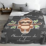 Couverture Douce Personnalisée avec Nom et Texte Style de la Paresseux Cadeau d'Anniversaire pour Enfants et Famille