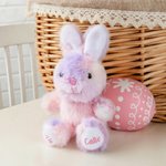 Personalised Gradient Pink Blue Stuffed Bunny Plush Toy with Name and Year Easter Basket Filler Birthday Gift for Kids