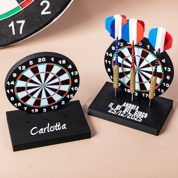 Porta freccette personalizzato in stampa 3D con nome e base da scrivania, decor per la casa - Regalo di compleanno per ragazzi, uomini e familiari