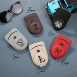 Porte-lunettes de soleil magnétique en cuir PU personnalisé avec initiale et nom - Cadeau anniversaire pour la famille et les amis