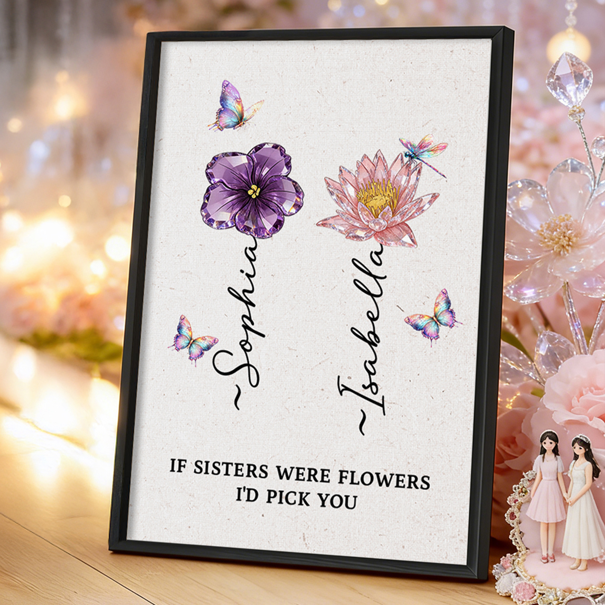 Cadre de peinture en cristal personnalisé avec nom et texte Cadeau d'anniversaire pour la Saint Valentin pour la meilleure amie, la fille, la mère