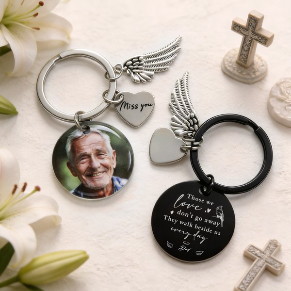 Personalized Angel Wing Love Photo Keychain with Nickname Memorial Sympathy Gift for Loss of Loved One