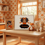 Henkilökohtainen keula söpö sarjakuva pieni tyttö suuri juutti laukku nimi syntymäpäivälahja musta tyttö