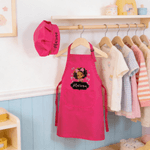 Personalized Cute Cartoon African Girl Adjustable Kid Apron Chef Hat Set with Pocket for Cooking Birthday Gift for Black Girl