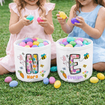 Henkilökohtainen pääsiäispupu Initial Canvas pääsiäiskori nimellä Egg Hunting tarvikkeet pääsiäislahja lapsille