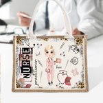 Personalized Cartoon Medical Character Large Jute Bag Graduation Birthday Gift for Nurse Doctor Medical Staff