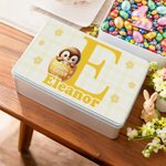 Personalised Cute Animal Multi-Colour Grid Biscuit Tin Box with Name Easter Party Gift for Children