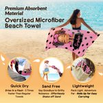 Personalised Polka Dots Cute Cartoon Little Girl 2 in 1 Foldable Quick Dry Beach Towel & Bag with Name Travel Birthday Gift for Black Girls