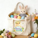 Conejito personalizado Wreath Highland Vaca Pascua Animal Mariposa Bolsa de lona con nombre Uso diario Día de Pascua Regalo para Niños Niñas
