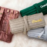 Personlig flerfarget sammenleggbar fløyelssmykkerullearrangør med navn Reisetilbehør Bryllup Bursdagsgave til kvinner