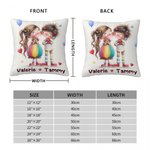 Personalized Cute Cartoon Couple Multicolour Throw Pillow Cover with Name Home Decor Valentine's Day Anniversary Gift for Couples