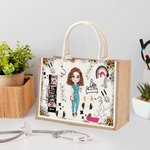 Personalized Cartoon Medical Character Large Jute Bag Graduation Birthday Gift for Nurse Doctor Medical Staff