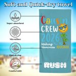 Personalized Multicolor Cousin Crew Quick Dry Oversized Beach Towel with Name Travel Essential Birthday Summer Vacation Gift for Kids