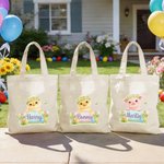 Conejito personalizado Wreath Highland Vaca Pascua Animal Mariposa Bolsa de lona con nombre Uso diario Día de Pascua Regalo para Niños Niñas
