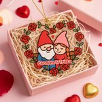 Personalized Dwarf Couple Rose Love Acrylic Ornament with Names Valentine's Day Anniversary Gift for Couple