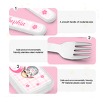 Personalized Easter Egg Animal Safe Stainless Steel Kid's Fork Spoon Knife 3 Pcs Cutlery Set with Name and Case Easter Gift for Kids