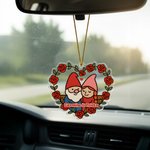 Personalized Dwarf Couple Rose Love Acrylic Ornament with Names Valentine's Day Anniversary Gift for Couple