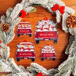 Personalized Cute Snowman in Red Truck Family Christmas Ornament with 3-6 Names and Year Christmas Tree Decor Party Gift for Family Friends