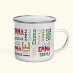 Personalised Christmas Repeating Name Enamel Mug Camp Mug