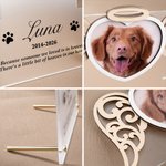 Gepersonaliseerd hart engel vleugels kat hond foto Frosted acryl plaquette met halsband frame en tekst Memorial Pet Loss Gift voor Pet Lover