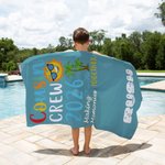 Personalized Multicolor Cousin Crew Quick Dry Oversized Beach Towel with Name Travel Essential Birthday Summer Vacation Gift for Kids