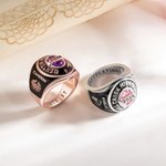 Personalisierte Birthstone Zodiac Graduierung Signet Ring mit eingraviertem Namen und Text Graduierung Keepsake Geschenk für High School University Absolventen