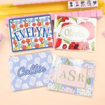 Set d'autocollants de couverture de carte dépliante personnalisée multi-style avec monogramme coloré Cadeau d'anniversaire Mahjong Night pour les amoureux du Mahjong