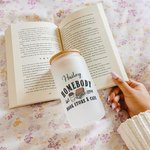 Personalized Homebody Book Store & Cafe Name 20 oz Glass Cup with Lid and Straw Book Club Birthday Gift for Bookworms