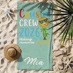 Personalized Multicolor Cousin Crew Quick Dry Oversized Beach Towel with Name Travel Essential Birthday Summer Vacation Gift for Kids
