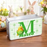 Personalised Cute Animal Multi-Colour Grid Biscuit Tin Box with Name Easter Party Gift for Children