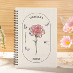 Personalized Crystal Birth Flower Butterfly Spiral A5 Journal Notebook with Name and Text Birthday Gift for Friends Colleagues