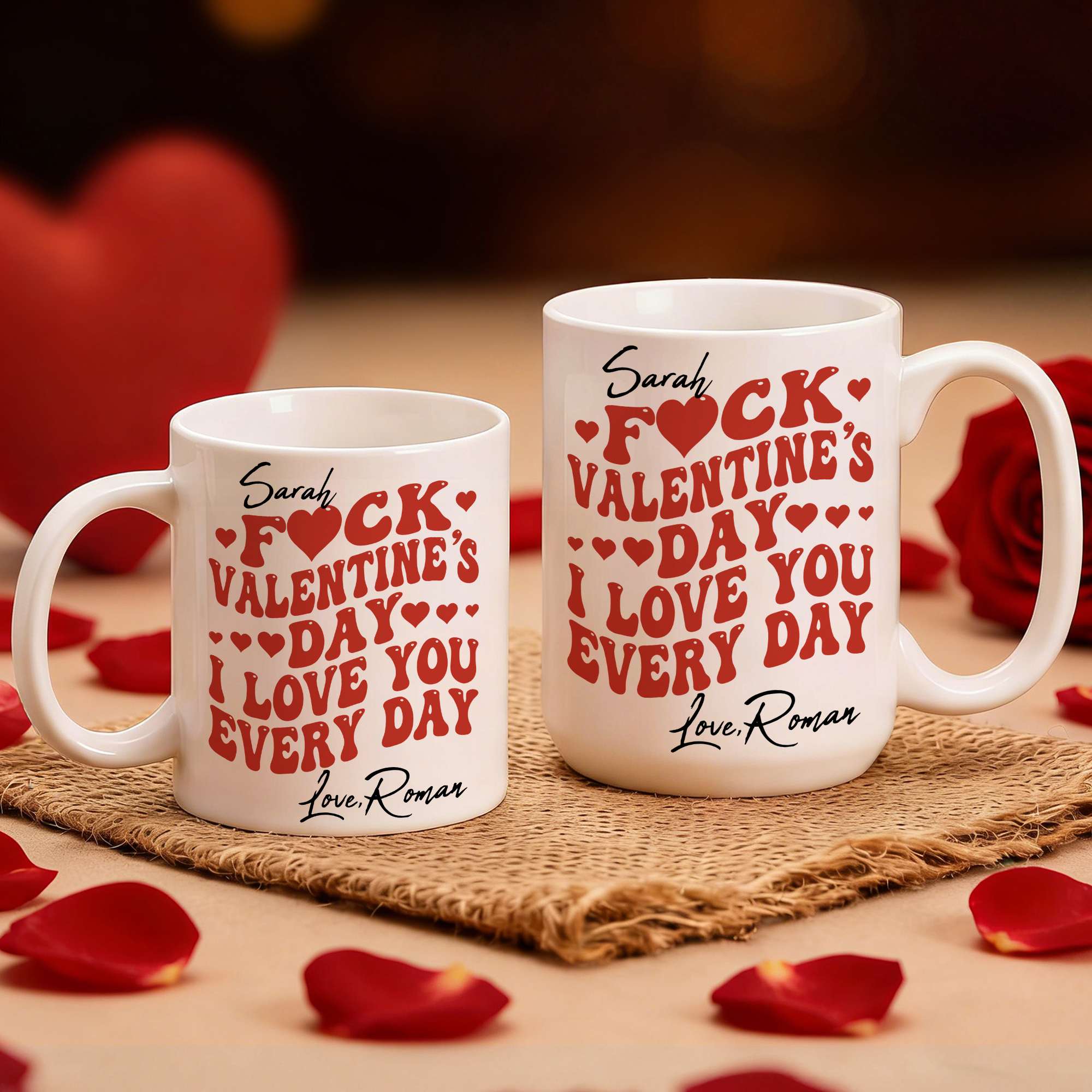 Tasse à café en céramique personnalisée F*ck I Love You Every Day 11 oz 15 oz avec nom Cadeau de Saint-Valentin pour elle et lui
