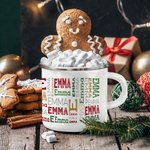 Personalised Christmas Repeating Name Enamel Mug Camp Mug