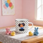 Personalisierte niedlichen Cartoon schwarzes Mädchen 12 oz Emaille Becher mit Namen Geburtstag Geschenk für Mädchen